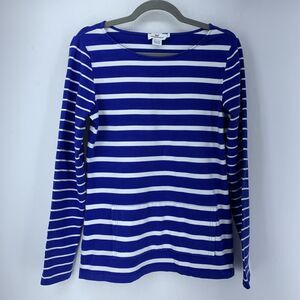 Vineyard Vines Womens Small Pullover Long Sleeve Top Blue White Nautical Coastal